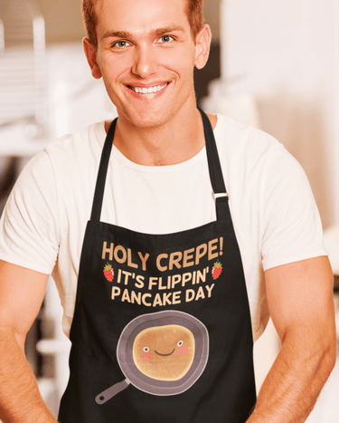 Holy Crepe It's Flippin Pancake Day Pancake Day Cotton Kitchen Apron 8Ball
